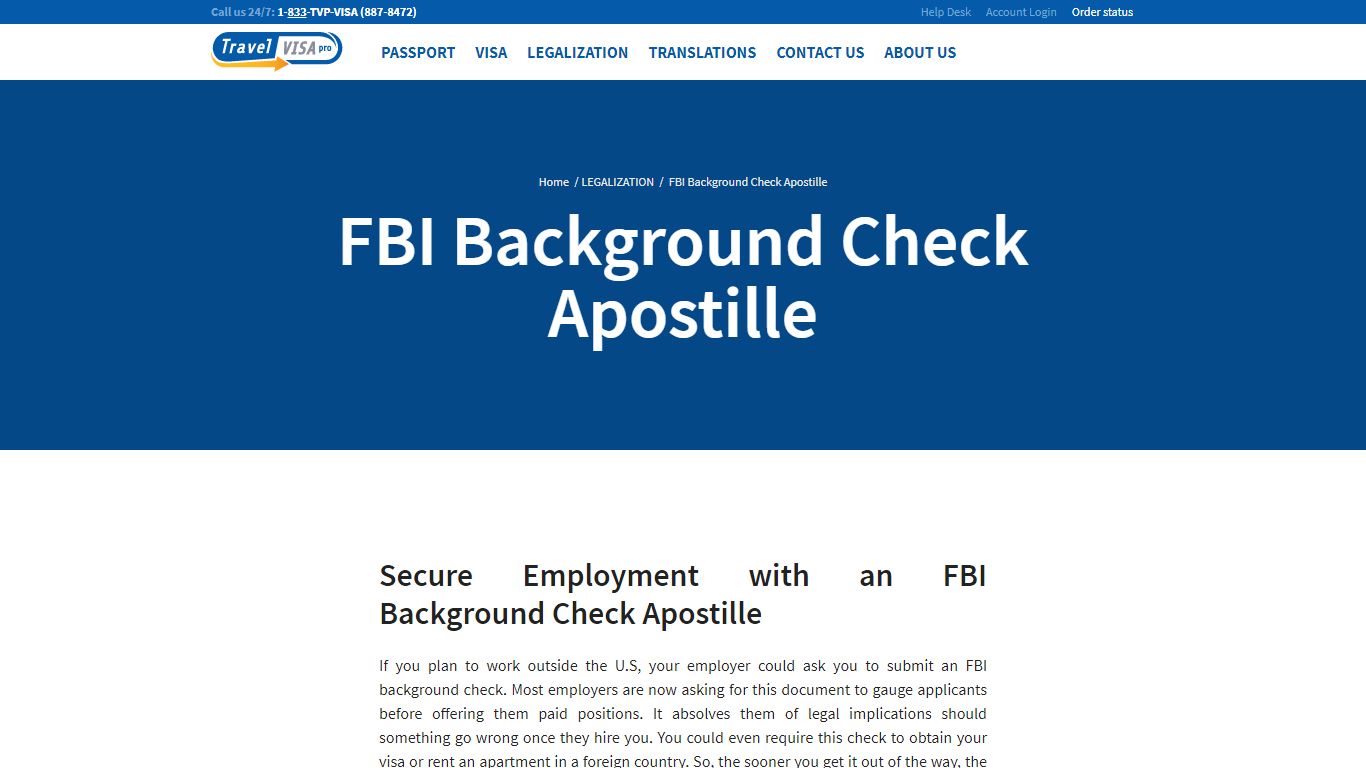 Apostille FBI Background Check | Travel Visa Pro