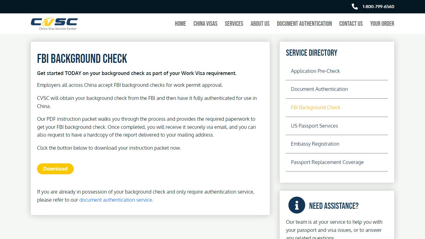 FBI Background Check | China Visa Service Center